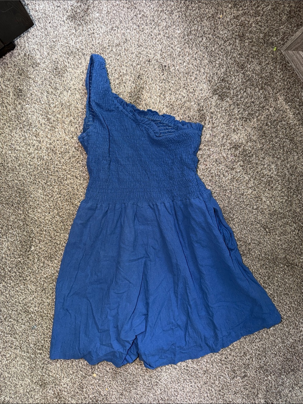 One-Shoulder Blue Jumpsuit Romper